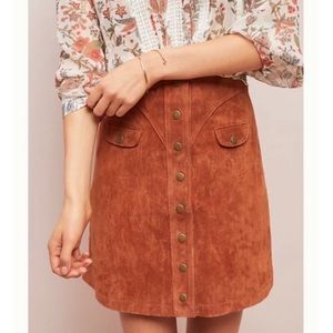 NWT Anthropologie Suede Leather Mini Skirt